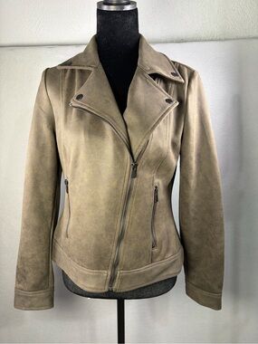 Liverpool Taupe Suede-Look Moto Jacket